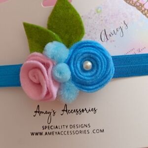 Blue and Pink Floral Headband